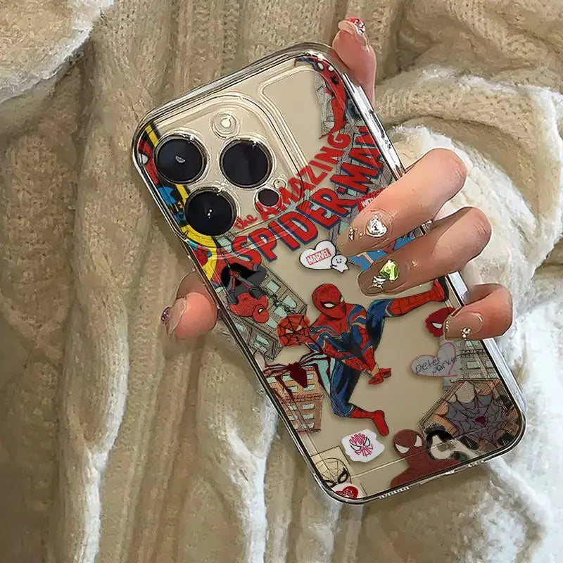 Spider Man Pendant Phone Case For iPhone 16 15 14 13 12 11 Pro Max 7 8 Plus XR XS Max Shockproof Lovely Anti Drop Cover Y2K