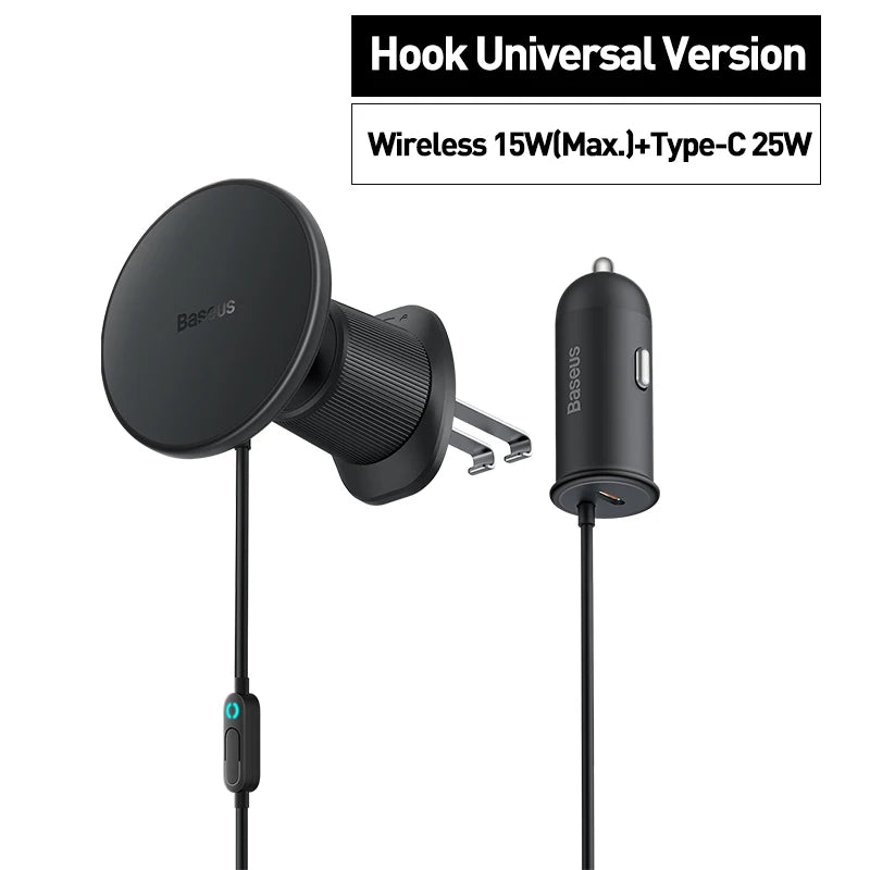 Baseus 15W Fast Charging Car Charger Holder Magnetic Car Phone Holder Wireless Charger For iPhone 15 14 13 Pro Max Light Effect