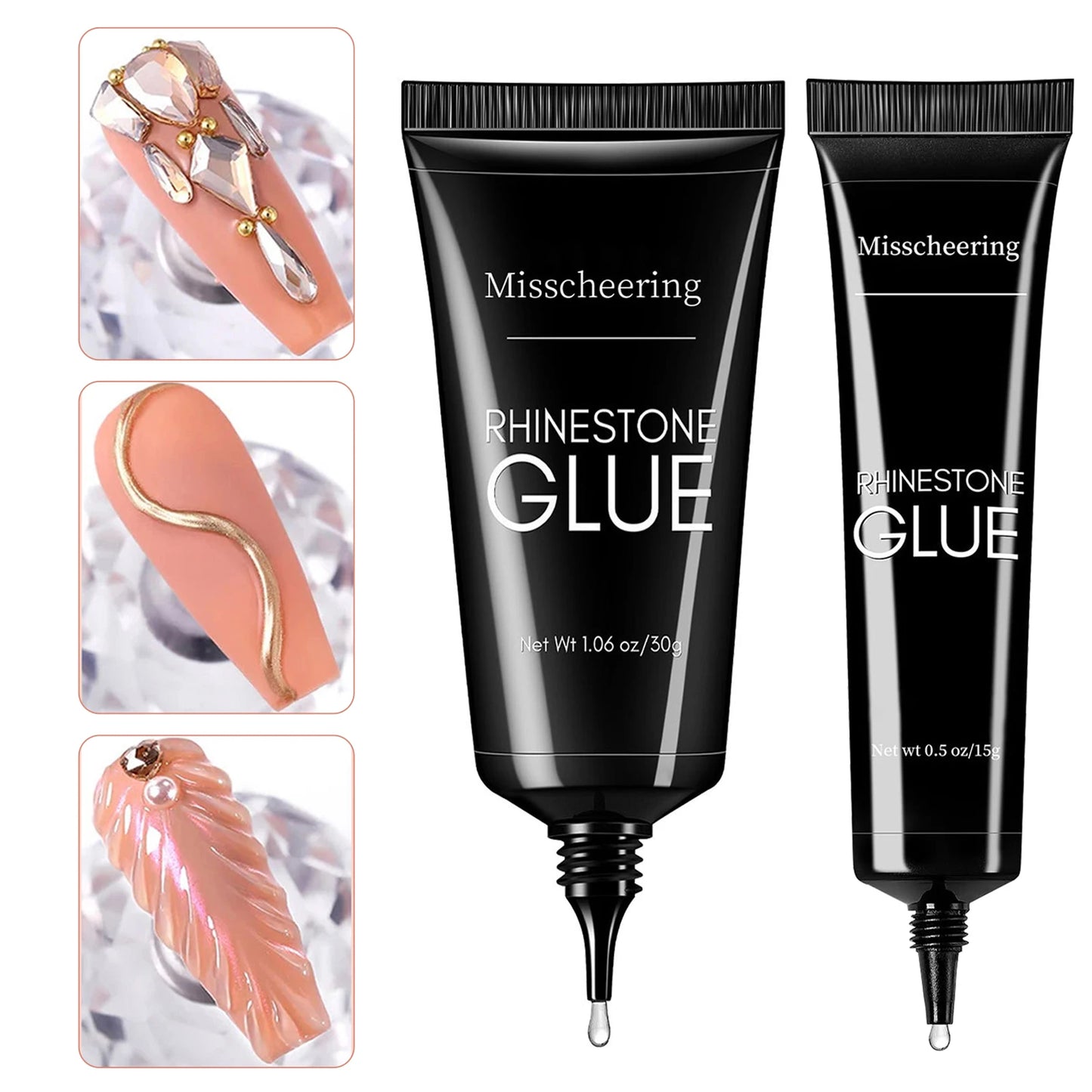 30g Nail Rhinestone Glue for Nails Super Strong Gel Nail Glue for Nail Charm 3D Nails Bling Gel Decoration Gem Nail Art Diamonds