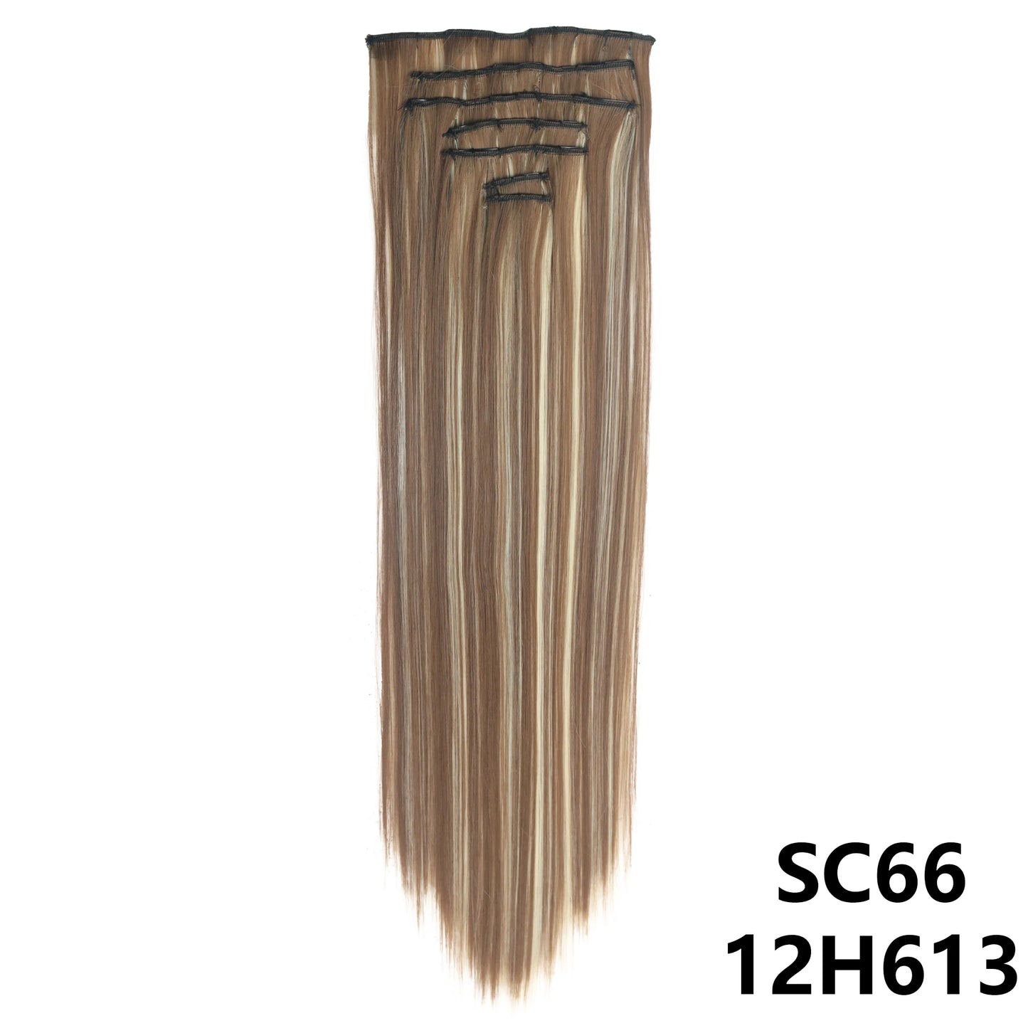 Long Straight Synthetic 16 Clips In Hair Extensions 7Pcs/Set High Temperature Fiber Black Brown Blonde Hairpiece For Women