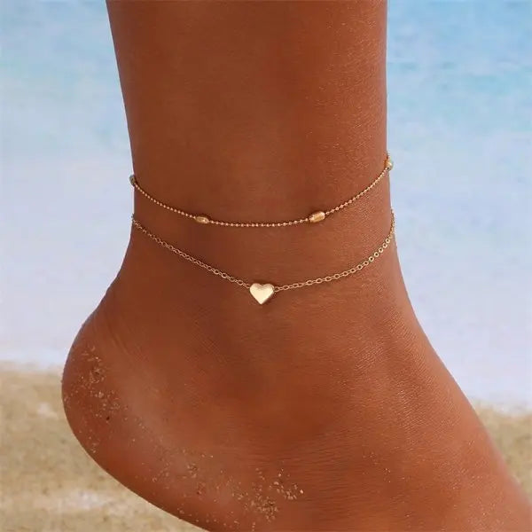 Bohemia Multilayer Rice Bead Anklet Set for Women Fashion Starfish Pendant Anklets Summer Sandy Beach Ankle Chain On Leg Jewelry