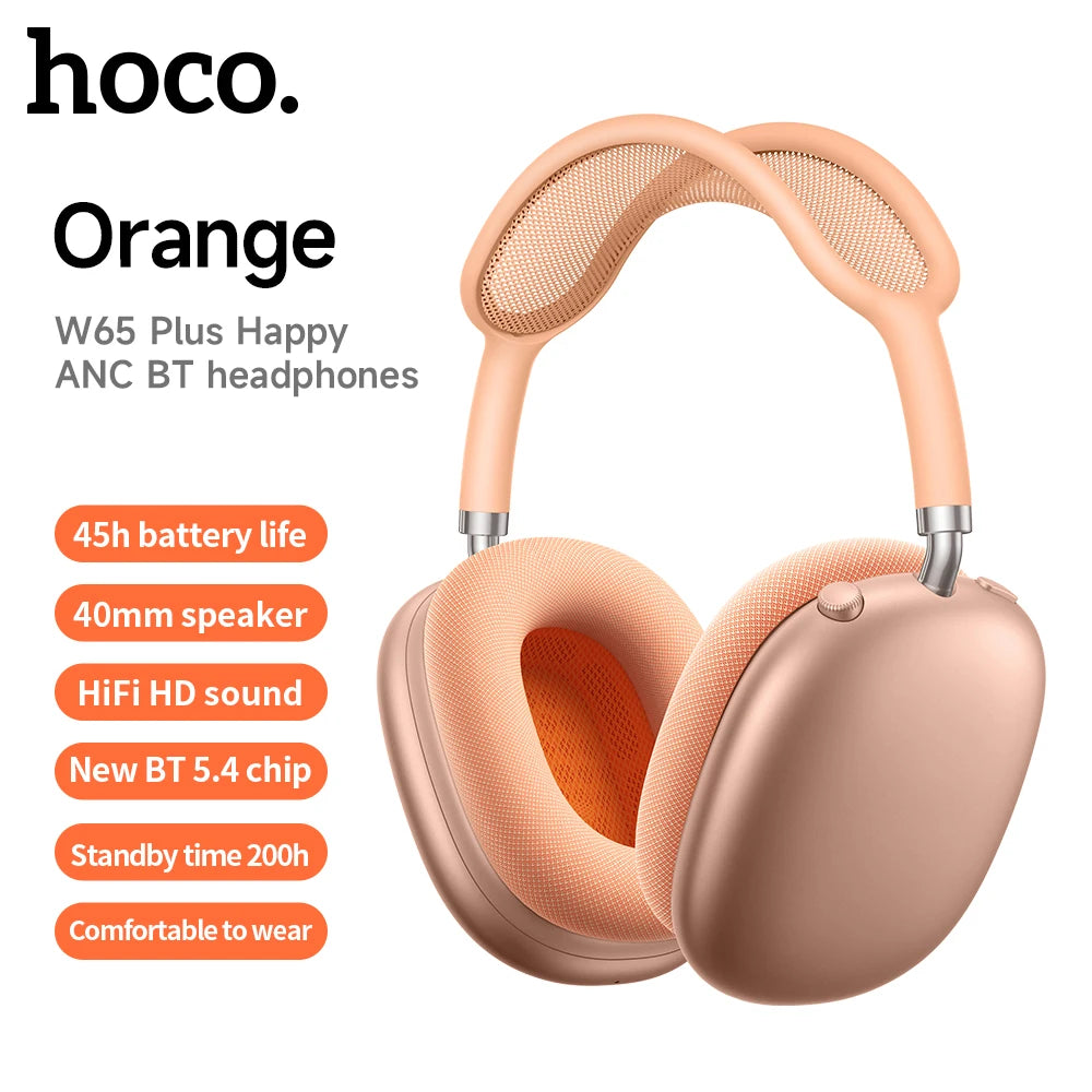 HOCO W65 Plus AirPods Max ANC Noise Reduction Bluetoothe Headphone Over Ear Big Earphones Hifi Headsets With Magnetic Earmuffs