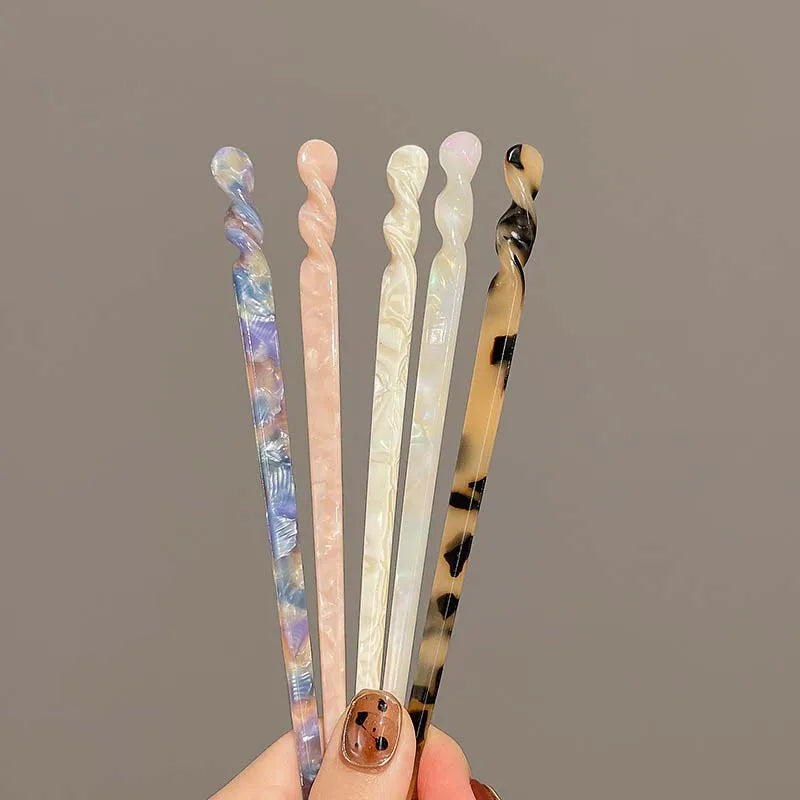 Vintage Chinese Style Hair Sticks for Women Girls Fashion Acetate Chopstick Shaped Hair Clips Pins Jewelry Hair Accessories