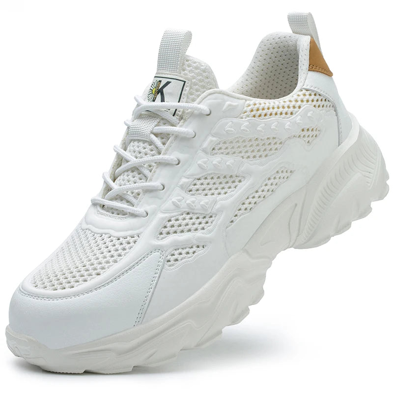 Breathable Mesh Safety Shoes Men White Protective Shoes For Men Women Work Sneakers Summer Lightweight Indestructible Shoes