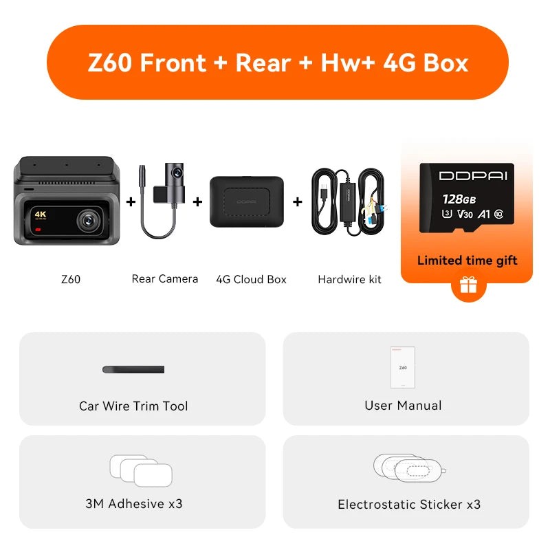 DDPAI Dash Cam Z60 3CH Support Rear and Interior Dash Cam With GPS 5GHz WiFi ADAS NightVISion Dash Camera 24H Parking Monitor