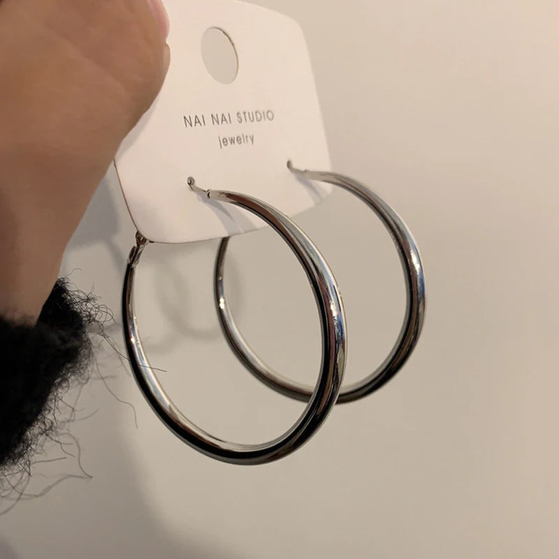 Metal Punk Style Oversized Large Hoop Earrings Twisted Big Circle Round Loop Earrings for Women Exaggerate Party Jewelry Gifts