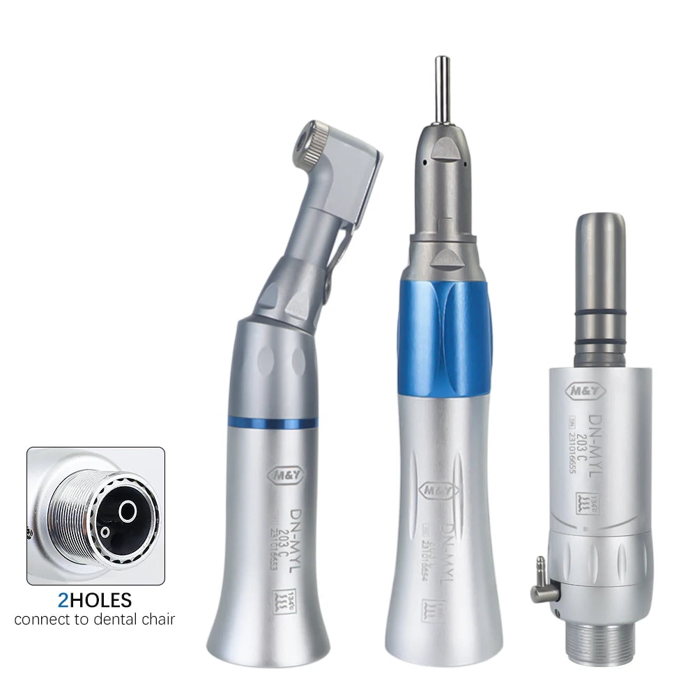Dental Low Speed Handpiece Kits 203C 2/4 Hole Air Motor Contra Angle Straight Handpiece Dentists Equipment Tools