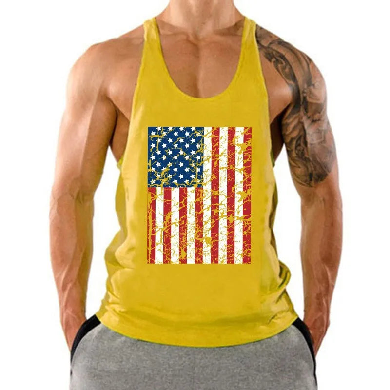 Summer Y Back Gym Stringer Tank Top Men Cotton Clothing Bodybuilding Sleeveless Shirt Fitness Vest Muscle Singlets Workout Tank