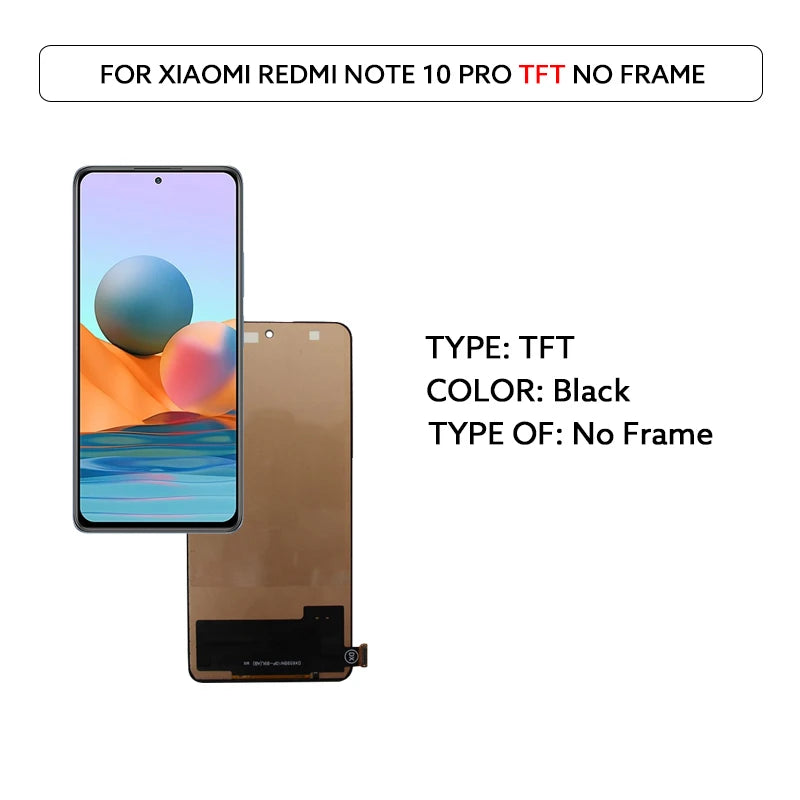AMOLED LCD Screen For Xiaomi Redmi Note 10 Pro LCD Display Touch Screen Digitizer Assembly M2101K6G M2101K6R Screen Display Part