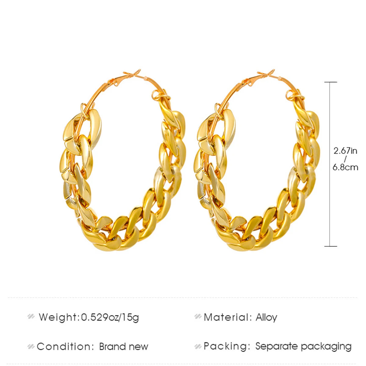 Metal Punk Style Oversized Large Hoop Earrings Twisted Big Circle Round Loop Earrings for Women Exaggerate Party Jewelry Gifts
