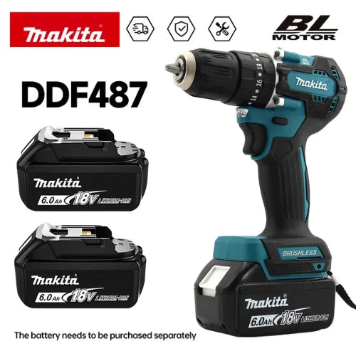 Makita DDF487 10mm brushless 18V lithium rechargeable impact drill household hand drill high torque electric screwdriver