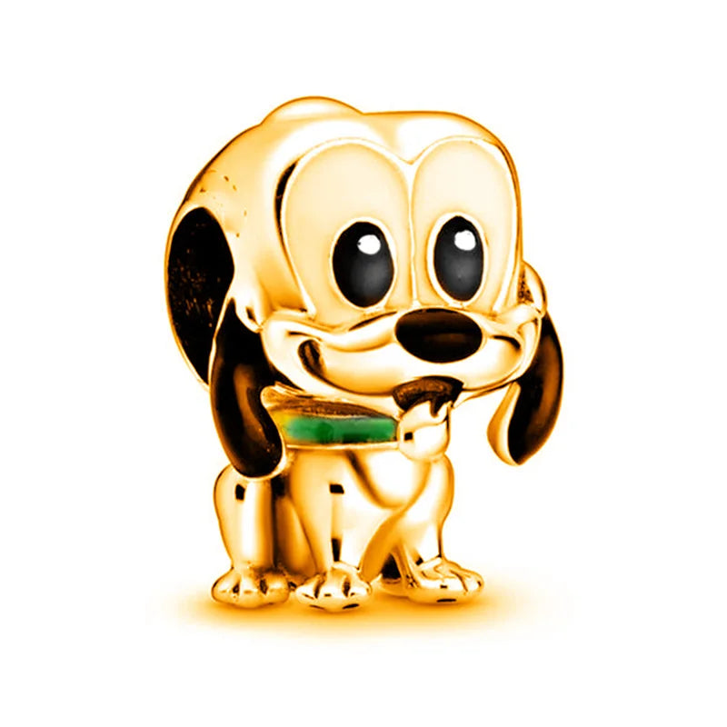 Disney Mickey Minnie Ice and Snow Princess Cartoon Series Pendant DIY Large Hole Zinc Charm Jewelry