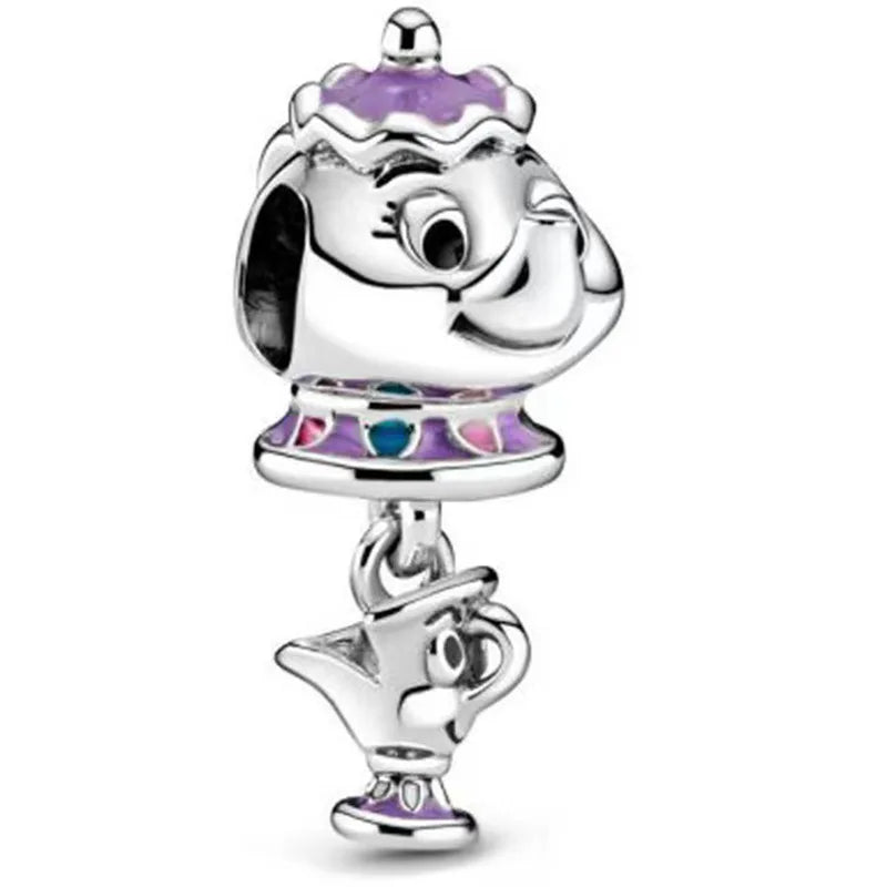 Disney Mickey Minnie Ice and Snow Princess Cartoon Series Pendant DIY Large Hole Zinc Charm Jewelry