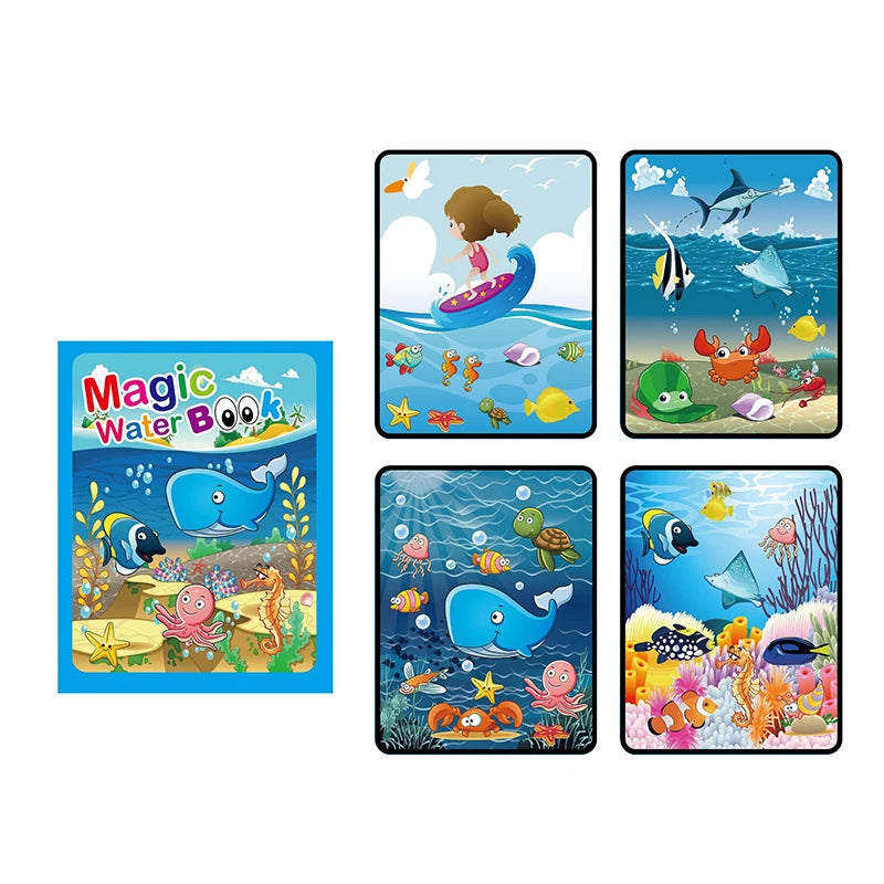 Reusable Magic Water Coloring Book Drawing Book for Kids Toddler Painting Book Montessori Educational Learning Toys