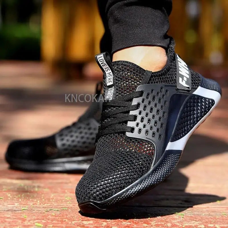 Summer Work Shoes Steel Toe Anti-smash Protection Boots Breathable Lightweight Sneaker Indestructible Safety Shoes