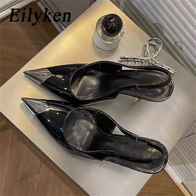 6CM 9CM Thin Heels Women Pumps Patent Leather Sexy Party Prom Slip-On Spring Sandals Mules Shoes