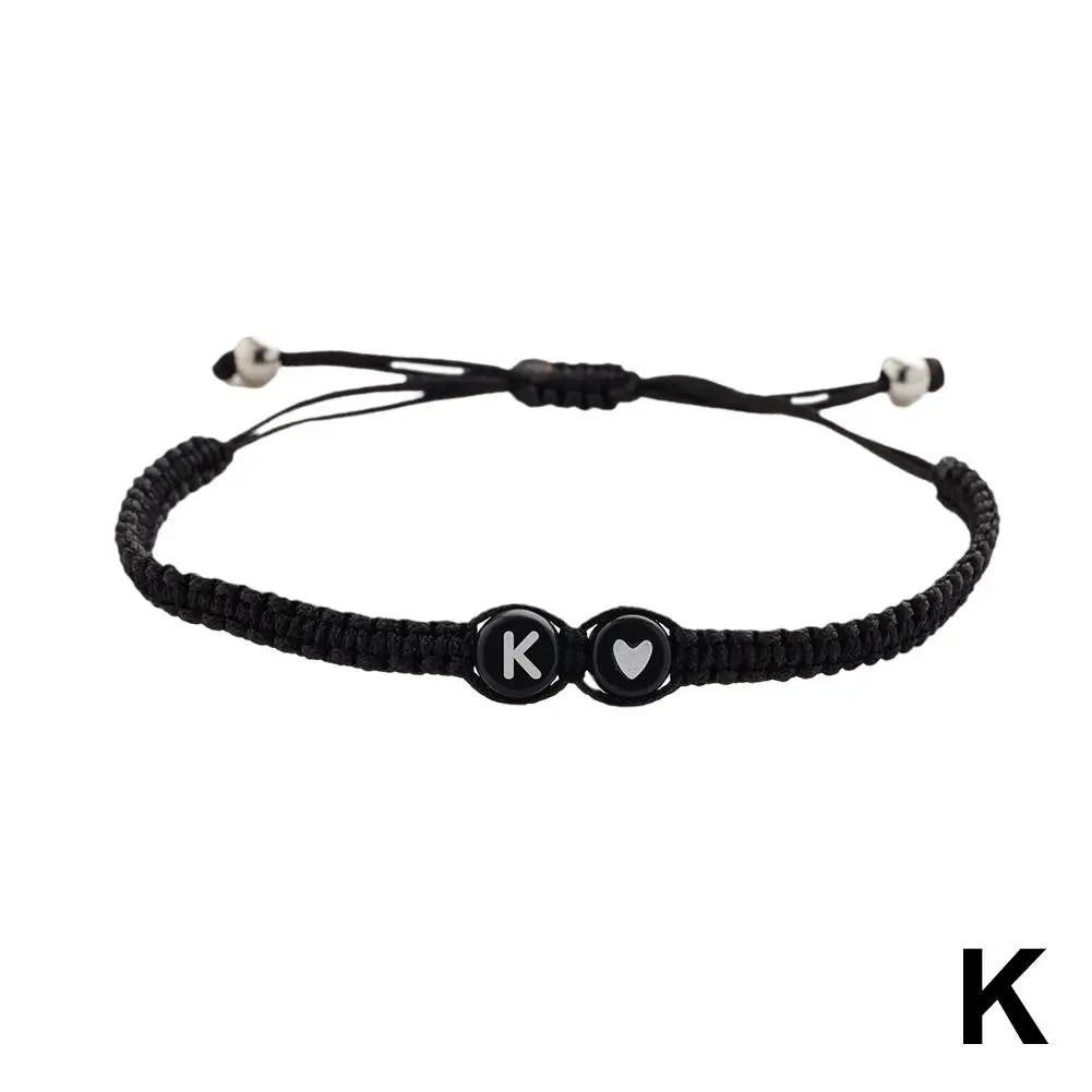 26 Letters Initial Heart Bracelets Handmade Adjustable A-Z Name Braided Bracelets For Women Men Friendship Jewelry Gifts