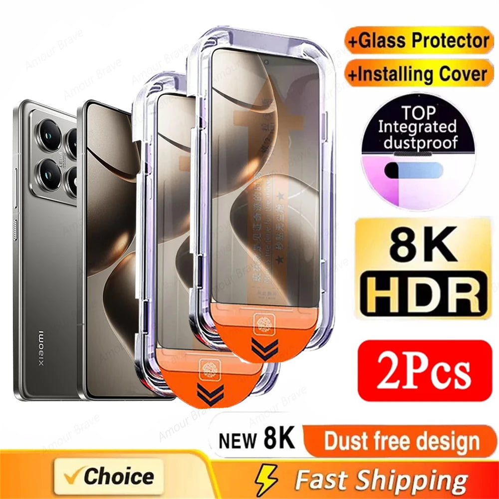 1-3PCS Glass For Xiaomi 14T Pro 8K Oleophobic Coating Screen Protector For Xiaomi 14 13 12T Pro Easy Installation Tempered Glass