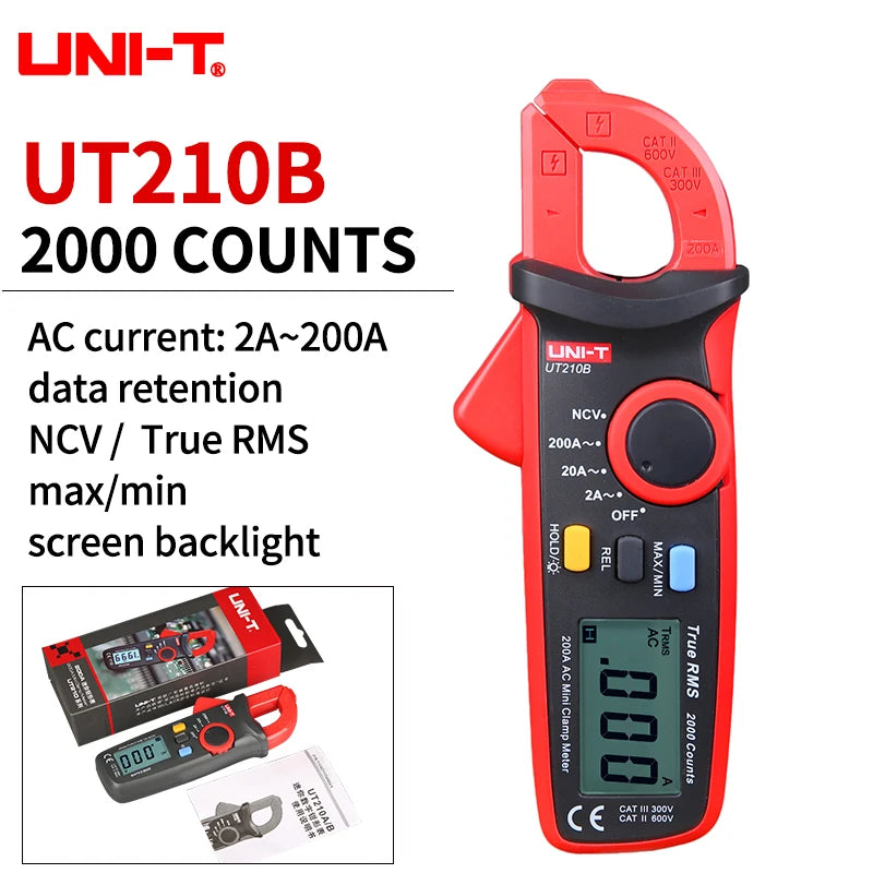 UNI-T UT210E UT202A UT204 Plus Clamp Meter AC/DC Digital Voltmeter Ammeter Pliers Multimeter Professional Electrical Multitester