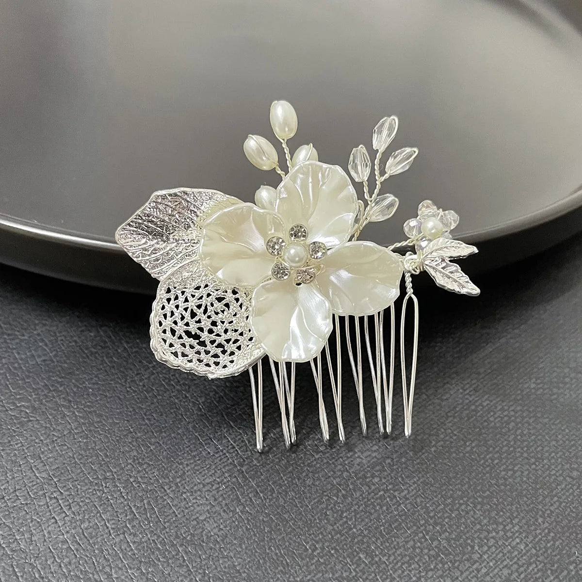 Bride Wedding Hair Combs Gold/Silver Color Alloy Flower Hairpin Clips for Women Birthday Party Headpiece Bridesmaid Hair Jewelry