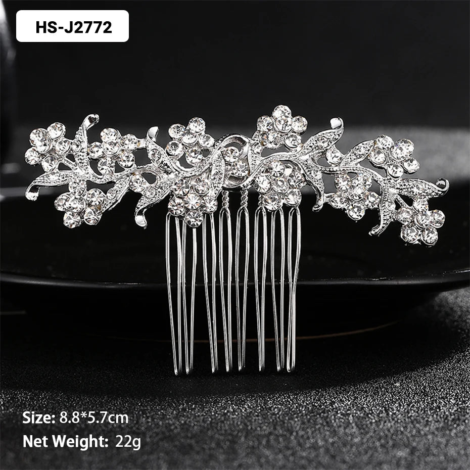 Efily Classic Silver Color Wedding Hair Combs Hairpins Crystal Rhinestone Bride Hair Accessories Women Tiara Bridal Hair Jewelry