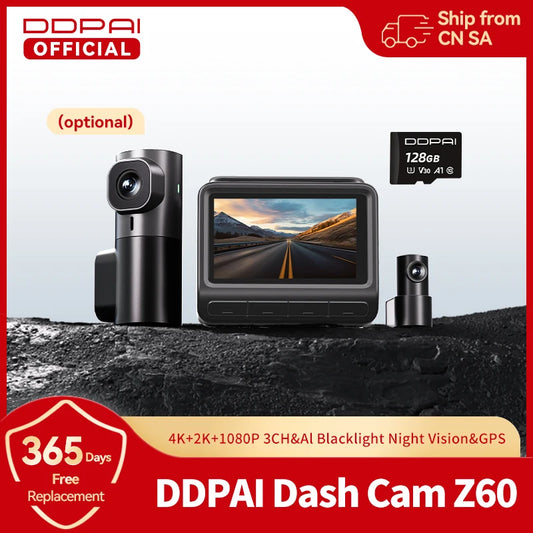 DDPAI Dash Cam Z60 3CH Support Rear and Interior Dash Cam With GPS 5GHz WiFi ADAS NightVISion Dash Camera 24H Parking Monitor