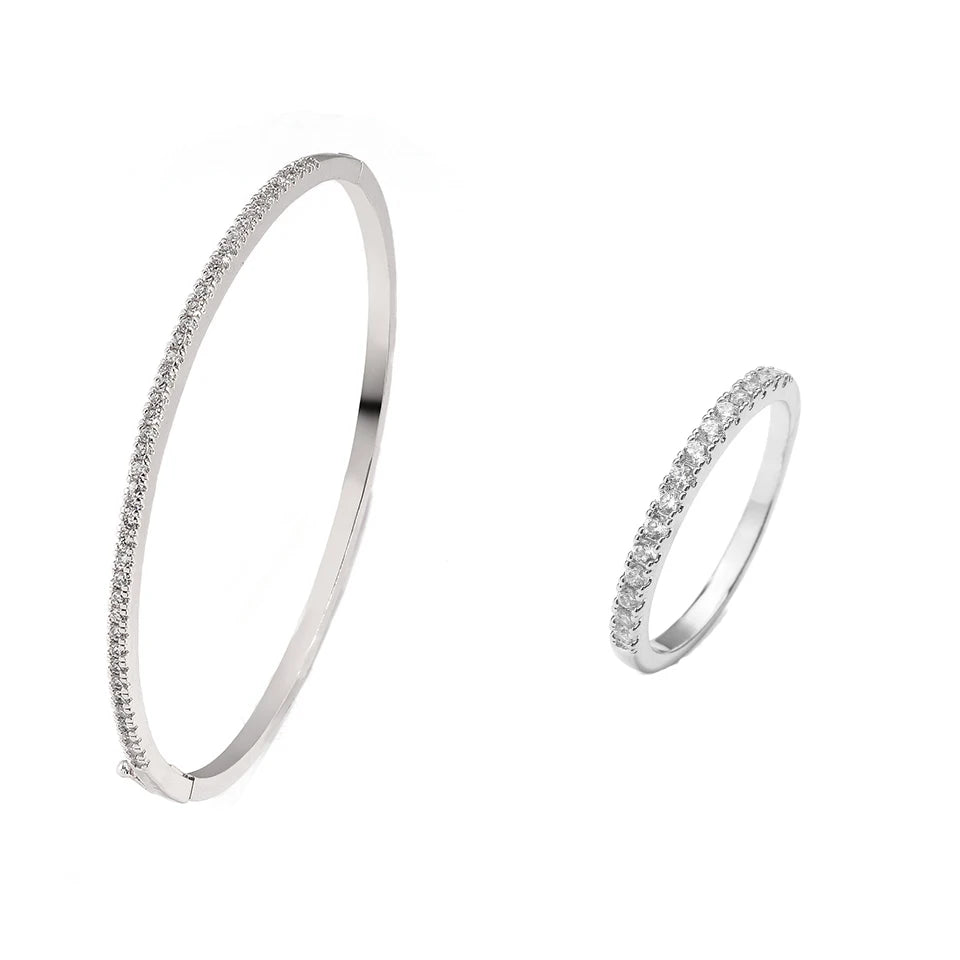 ZAKOL Simple Micro-inlaid Cubic Zirconia Bangle for Women Fashion Geometric CZ Bracelets Wedding Party Jewelry