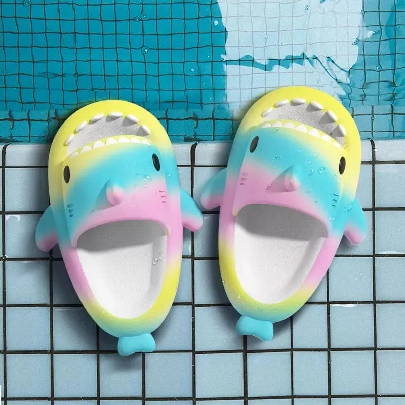 Summer Shark Slippers Women Flip Flops Home Shark Slides Anti-skid EVA Kids Outdoor Flats Shoes For Couples Men Beach Sandals