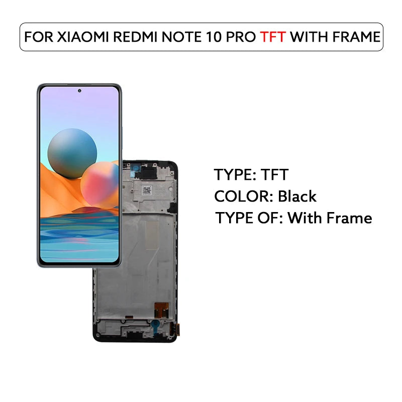 AMOLED LCD Screen For Xiaomi Redmi Note 10 Pro LCD Display Touch Screen Digitizer Assembly M2101K6G M2101K6R Screen Display Part