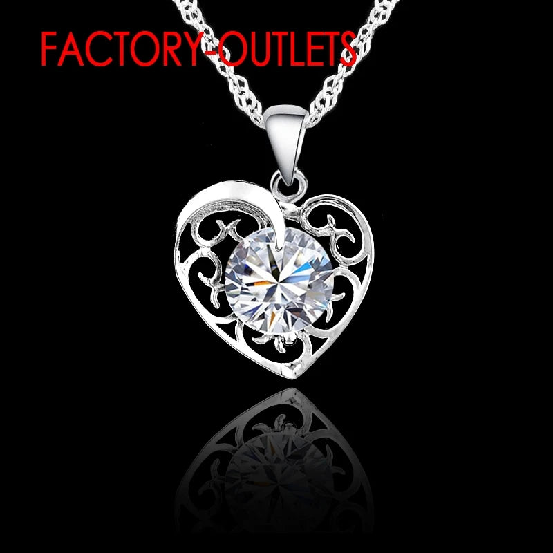 Fashion Jewelry Set 925 Sterling Silver CZ Crystal Heart Design Female Party Engagement  Wholesale All Compatible