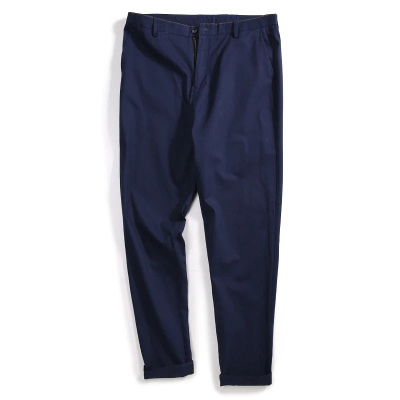 Plus Size 52 50 48 46 Breathable Casual Pants Men 100% Cotton Fabric Slim Chinos Male Business Straight Long Large Trousers