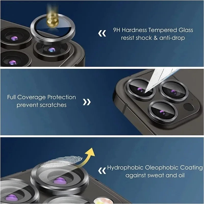 3-2PCS Camera Lens Protector For iPhone 17 Pro Max 17Pro 17Air Metal Ring Protector Glass For iPhone 14 15 16 ProMax Camera Lens