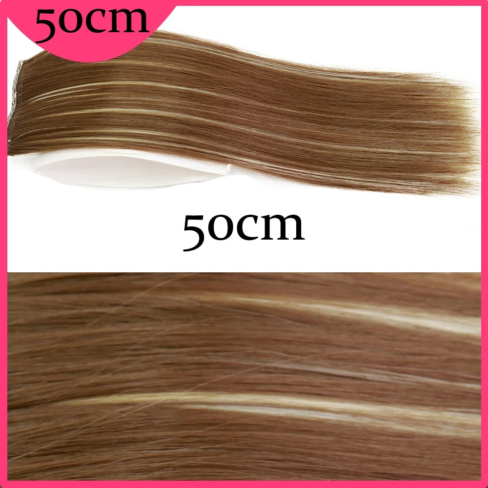 MERISI HAIR Synthetic Invisable Straight Hair Pads Clip In One Piece 2Clips Increase hair volume Hair Extensions Top Side Cover