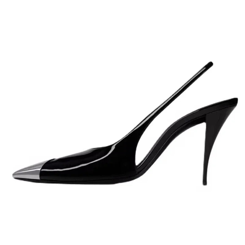 6CM 9CM Thin Heels Women Pumps Patent Leather Sexy Party Prom Slip-On Spring Sandals Mules Shoes