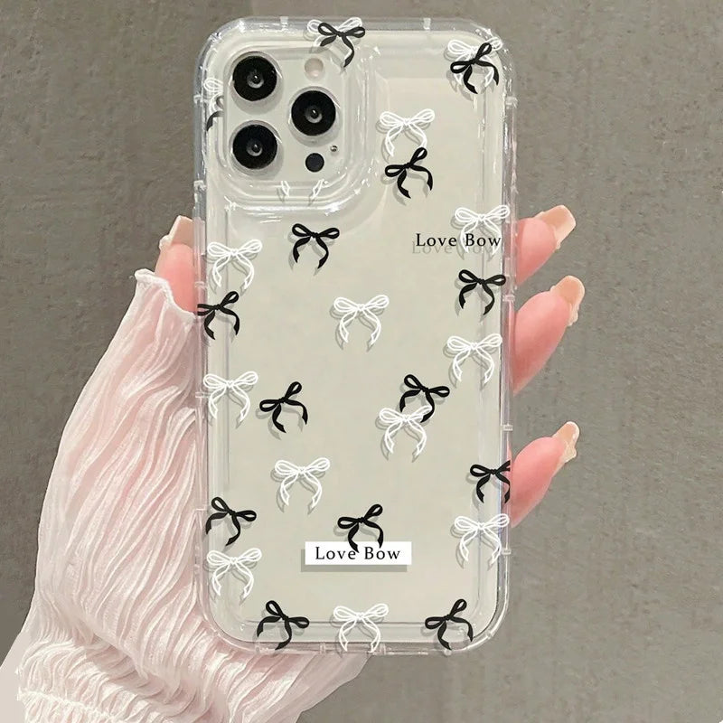 Colorful Bow Print Clear Case  For iPhone 17 16 14 13 12 11 15 Pro Max XR X XS 7 8 Plus Transparent Tpu Shockproof Phone Cover