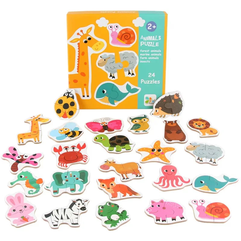 Kids Animal Puzzles for Toddlers 1 2 3 Years Boys Girls Learning Animals Memory Card Matching Game Educational Toys For Children