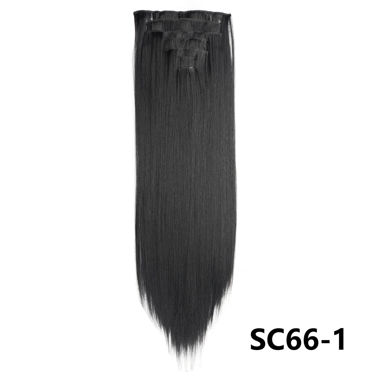 Long Straight Synthetic 16 Clips In Hair Extensions 7Pcs/Set High Temperature Fiber Black Brown Blonde Hairpiece For Women