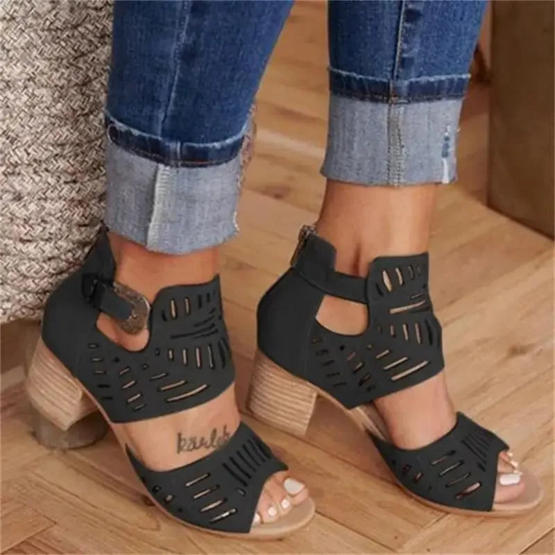 Women Wedge Mid Heel Summer Slip-on Buckle Ladies Shoes Artificial Open Toe Casual Wedding Pumps Sandalias Tailor-made Suits