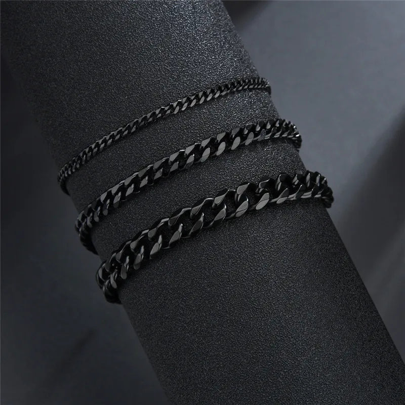 LETAPI Fashion Stainless Steel Curb Cuban Chain Bracelet for Men Women Hip Hop Couple Unisex Wrist Hand Jewelry Gift Party