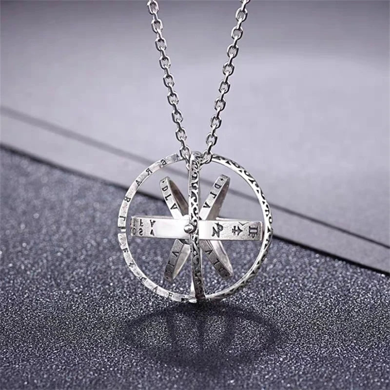 Vintage Astronomical Ball Alloy Men's and Women's Rings Creative Complex Rotating Cosmic Ring Deformable Rotating Ring Necklace