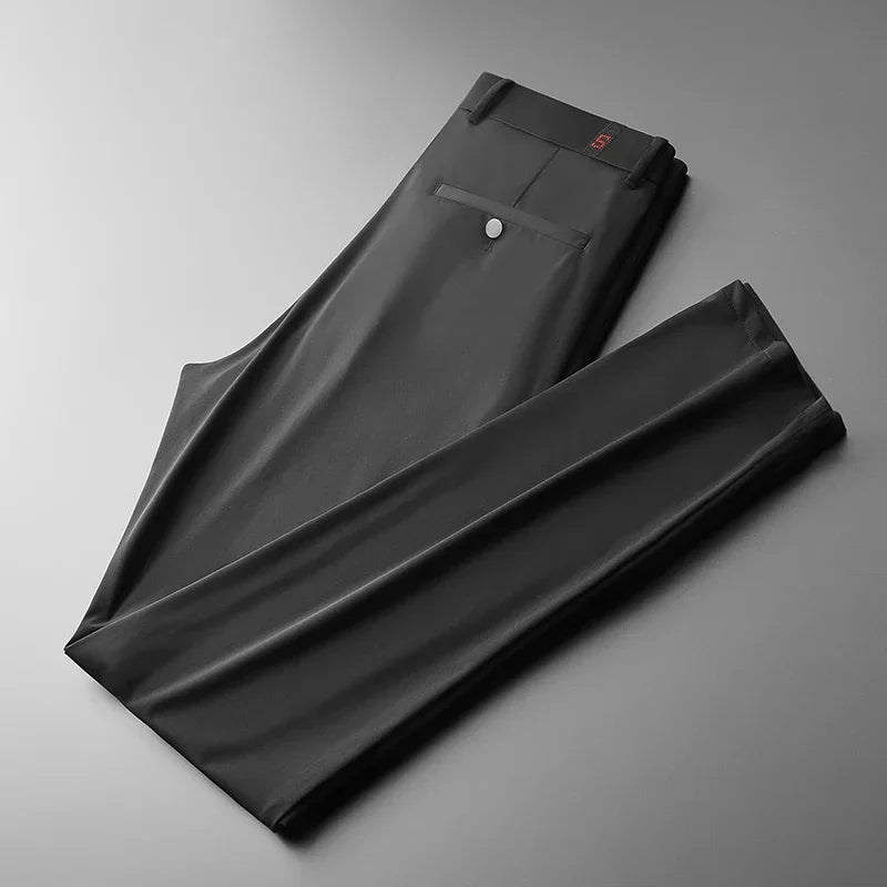TFETTERS Brand Fashion Ice Silk Pant Men 2025 Spring and Summer Thin Breath Straight Casual Pants Comfortable Mid Loose Trousers