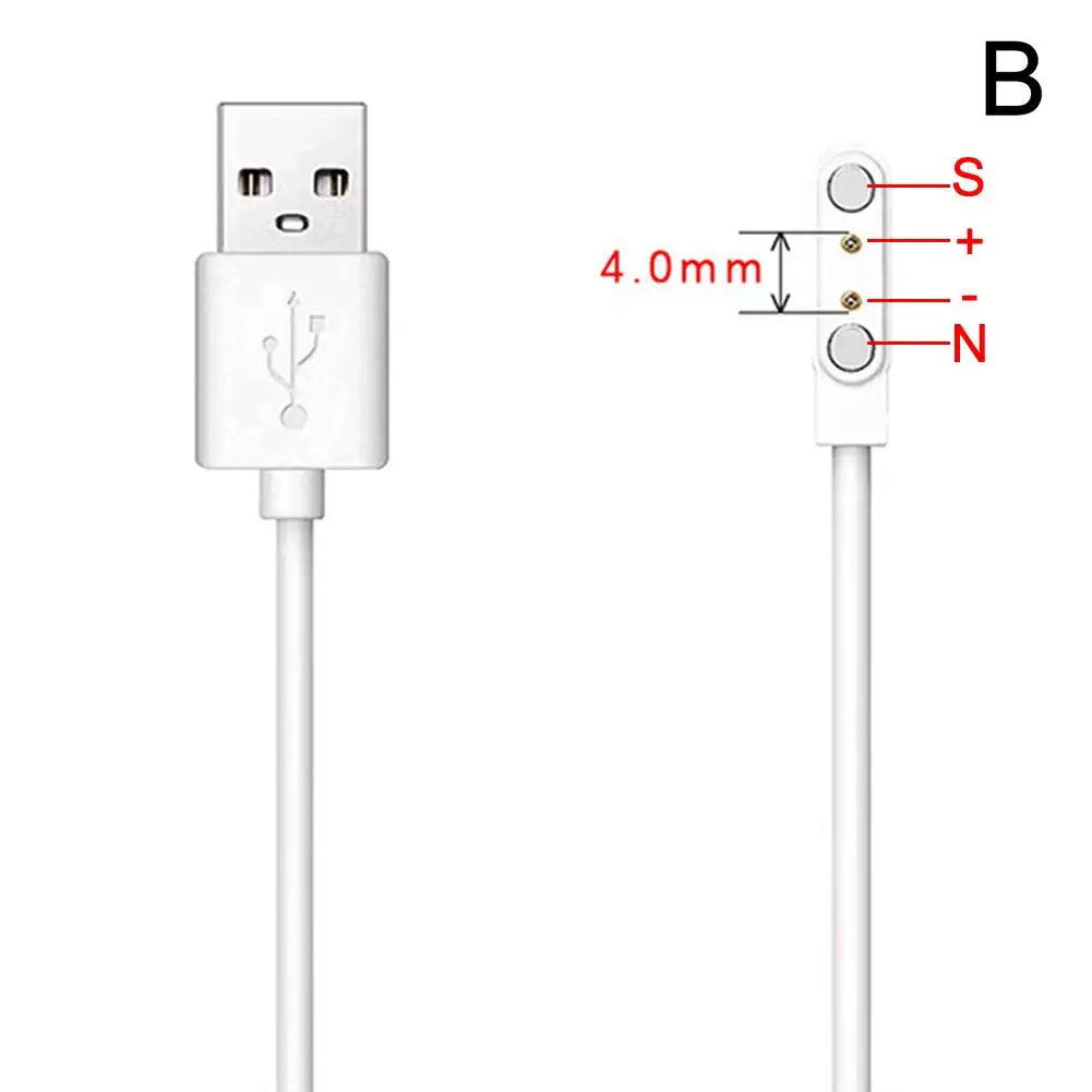 Magnetic Charge Charging Cable For Smart Watch For 2 Pins 2.84/4/7.62mm Distances Black Novel USB Power Charger Cables Universal