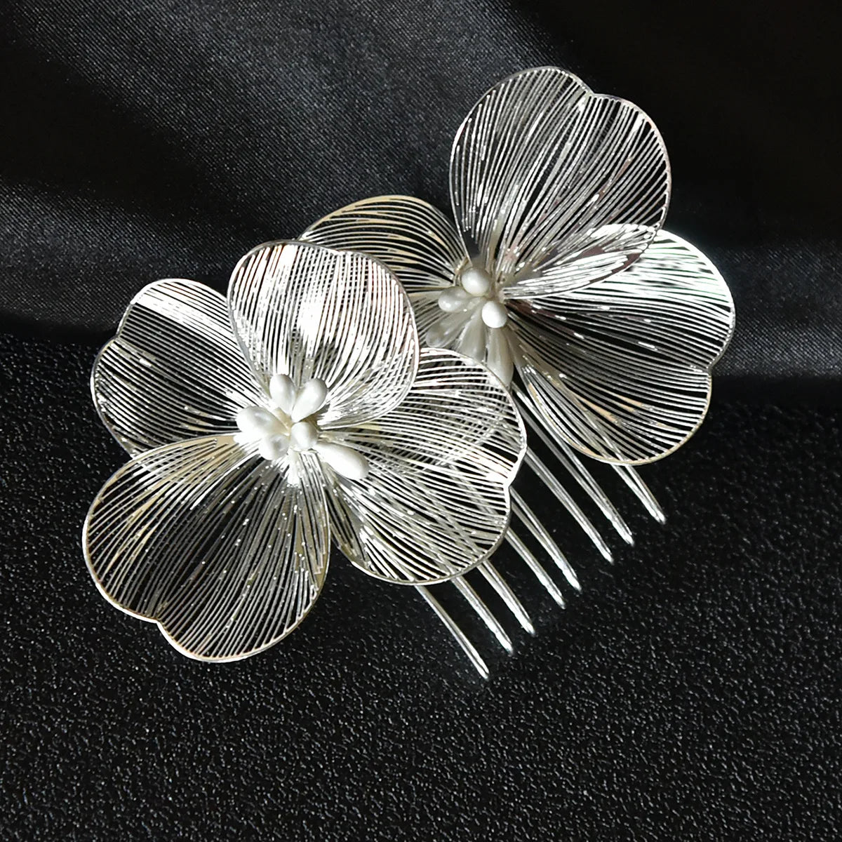 Bride Wedding Hair Combs Gold/Silver Color Alloy Flower Hairpin Clips for Women Birthday Party Headpiece Bridesmaid Hair Jewelry