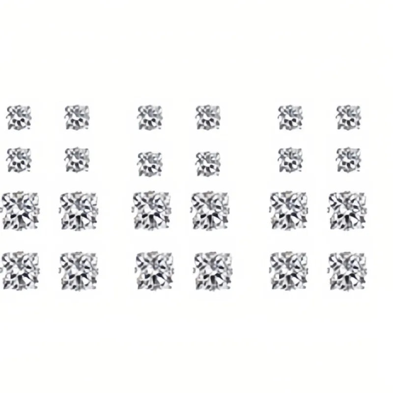 12 Pair/Lot White Shiny Wedding Stud Earrings Set for Women Men Crystal Jewelry Accessories Oorbellen Jewelry Earrings