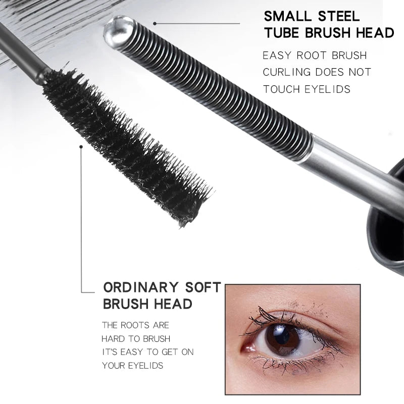 MACKANDY Waterproof 3D Lengthening Mascara Black Eyelash Extension Eye Lashs Brush Long-Wearing Silk Mascara Cosmetics Gift