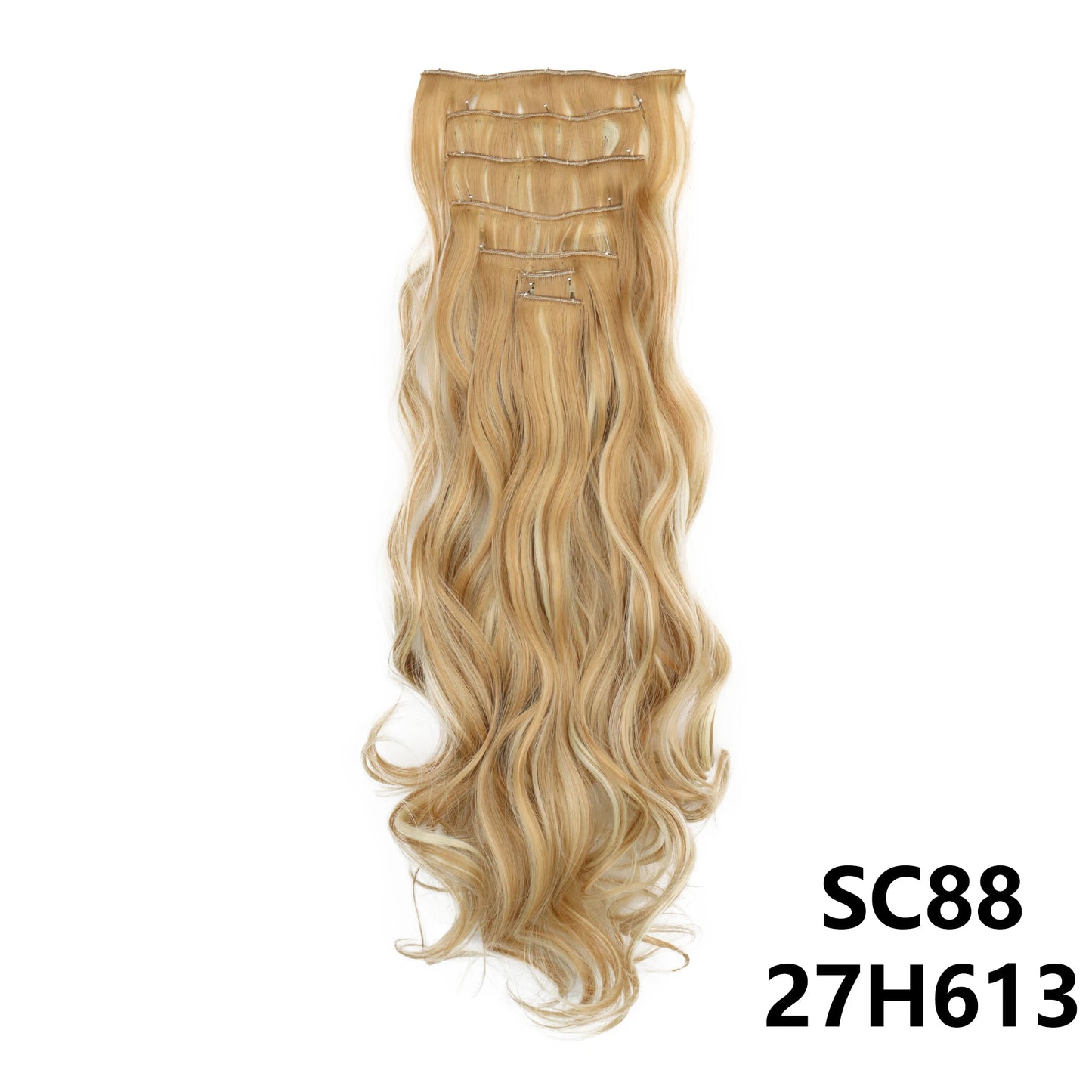 Long Straight Synthetic 16 Clips In Hair Extensions 7Pcs/Set High Temperature Fiber Black Brown Blonde Hairpiece For Women