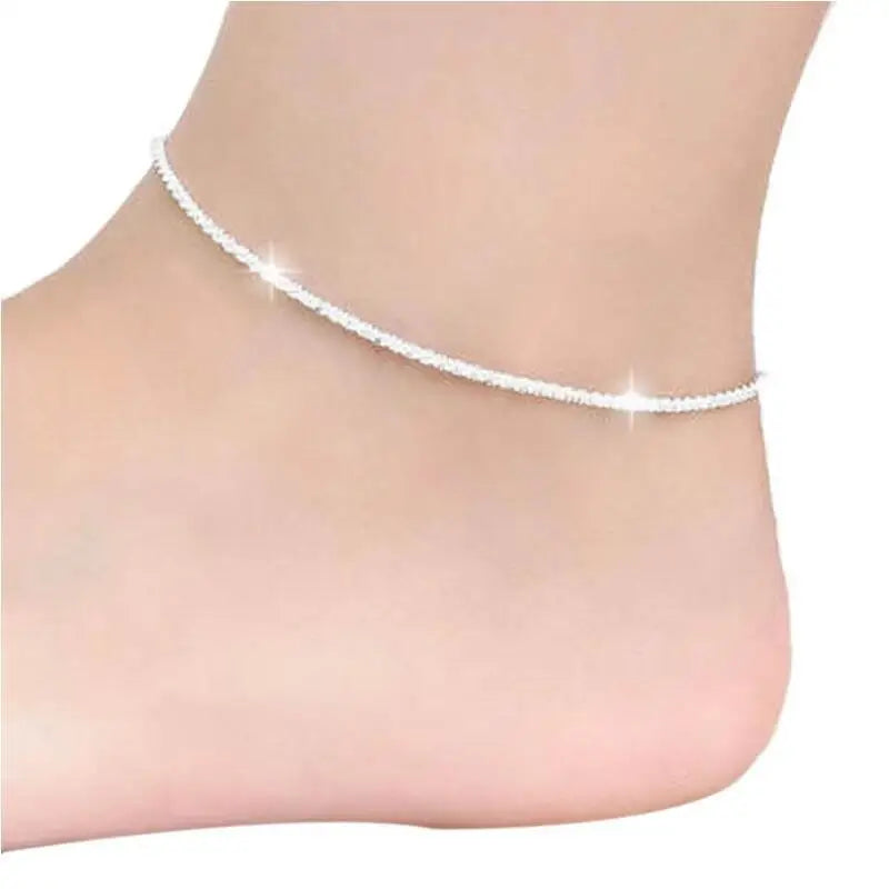 Sterling Silver Ankle Bracelets for Women Dainty Adjustable Layered Anklet Set Stackable Cuban Link Anklets Beach Jewelry