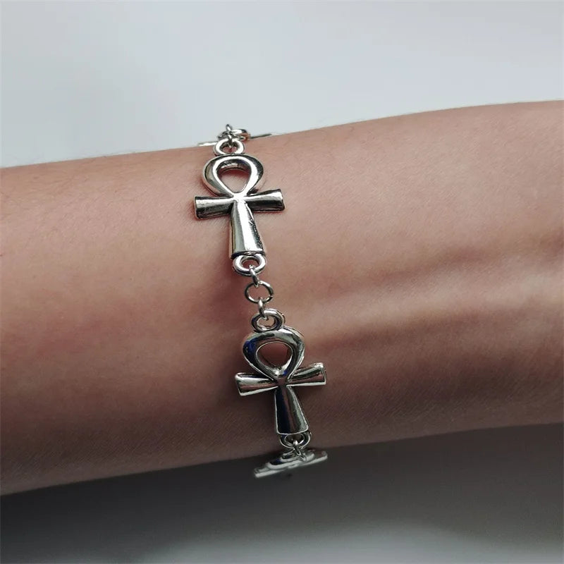 Ankh vampire Bracelet, Gothic, Cross Bracelet, vampire, religious jewelry, Victorian cross link bracelet,Wicca,Charm jewelr