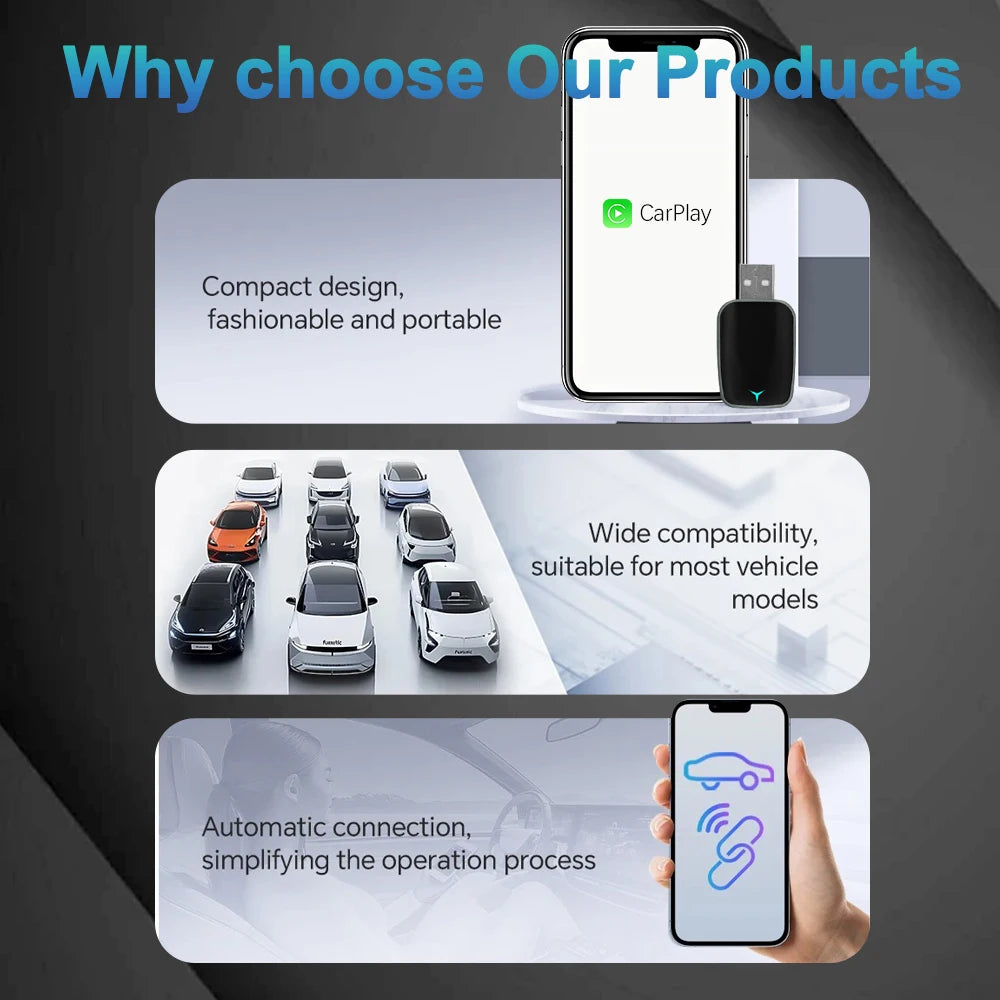 2025 NEW 2 In 1 Wireless Carplay AI Box Android Auto Plug And Play Applicable To Convert Original Car Wired Carplay To Wireless