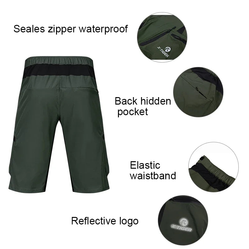 X-TIGER Mountain Bike Shorts Men's Summer Bicycle MTB Shorts Loose Fit Lightweight Outdoor Sports MTB Cycling Shorts